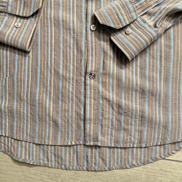 John Lennon Signature Striped Button-Up Shirt Mens L Multicolor Cotton Head Logo - Picture 9 of 9